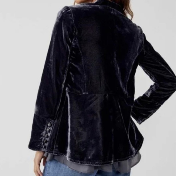 Free People Faye Velvet Jacket Women's Size Extra Small Ebony Military - Picture 6 of 16